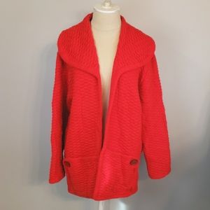 Vintage Red Cardigan with Oversized Collar